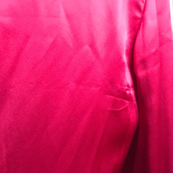 VTG Red Silk Satin Balloon Button Sleeve Blouse L - Picture 6 of 16
